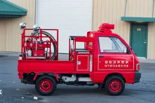 Red 1992 Daihatsu Hijet Fire Truck, 660cc, stock KTD-0032 (photo 2)