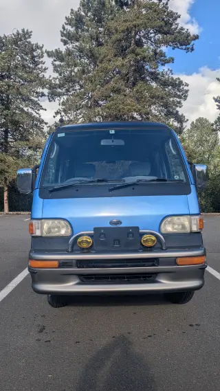 Two-Tone Clear Water Blue Metallic / Charcoal 1997 Subaru Domingo 4WD kei van for sale, stock KTD-0073 (photo 5)