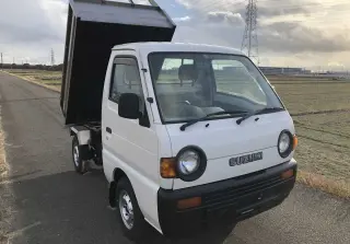 White 1995 Suzuki Carry Mini Dump Truck 4WD mini dump truck for sale, stock KTD-0145 (photo 1)