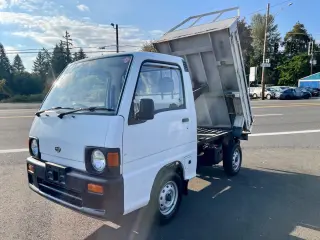 White 1990 Subaru Sambar SD Dump 4WD, 2Hi-4Hi, EL Gear, 5MT, Manual, imported mini dump truck, stock KTD-0122 (photo 4)