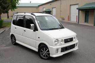 2000 Daihatsu Move EFI DOHC 2WD, PS, PW, PL, AC, Airbags, Automatic — Passo White Kei Cars, photo 1 of 9