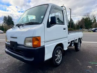 1999 Subaru Sambar EFI 4WD, 2Hi-4Hi, EL Gear, PS, AC, Airbag, 5MT — Polar White Kei Trucks, photo 3 of 9