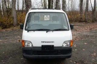2000 Subaru Sambar EFI 4WD, 2Hi-4Hi, EL Gear, PS, AC, Airbag, 5MT — Polar White Kei Trucks, photo 1 of 9