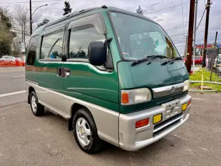 1997 Subaru Sambar EFI Dias Supercharged Glass Roof 4WD, PW, AC, 5MT — Navy Green Metallic / Silver Metallic Kei Vans, photo 1 of 9