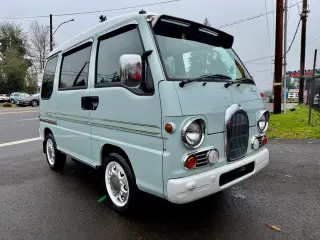 1998 Subaru Sambar Dias Classic EFI Fulltime 4WD, PS, AC, Automatic — Mellow Blue / Polar White Kei Vans, photo 1 of 9
