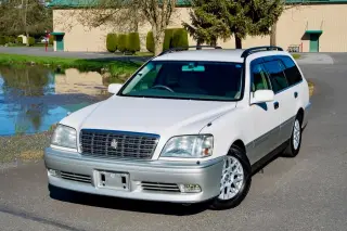 Crystal White Pearl / Silver Metallic 2000 Toyota Crown Estate 2JZ RWD, PW. PL, PS, AC, Navi, Automatic, stock KTD-0512 (photo 2)