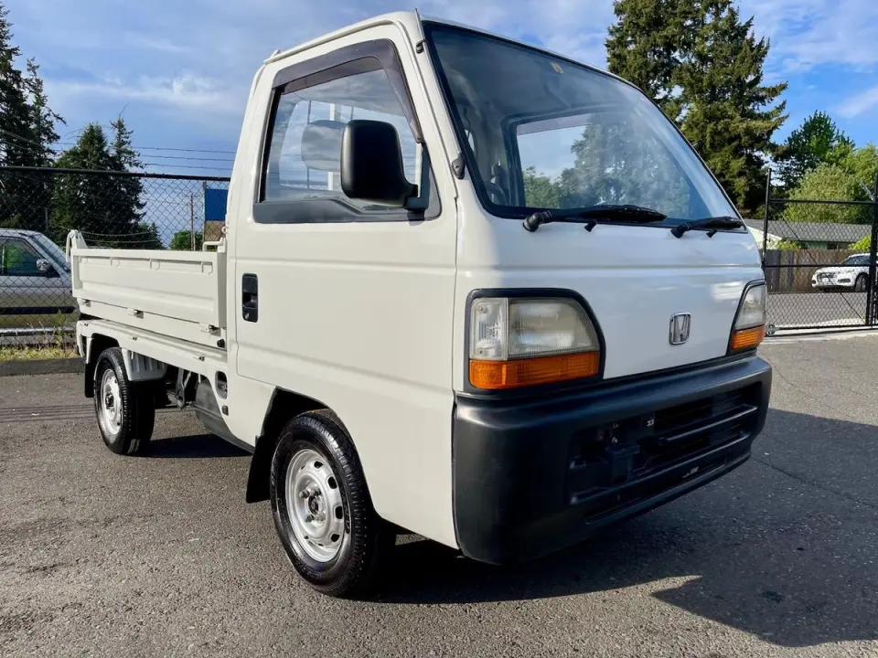 1994 Honda Acty Hard Dump Realtime 4WD, Rear Engine, AC, 5MT — White Mini Dump Trucks, photo 1 of 9