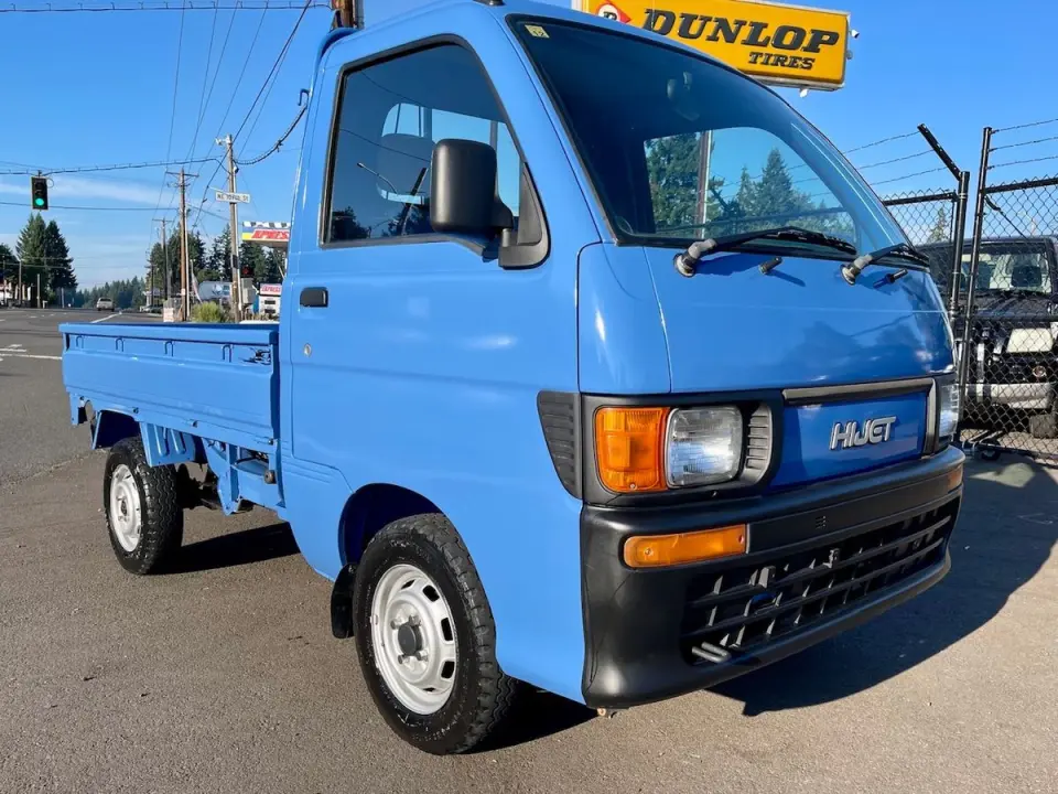 1998 Daihatsu Hi-Jet Dump 4WD, 2Hi-4Hi-4Lo, AC, 5MT, Difflock — Blue Mini Dump Trucks, photo 1 of 9