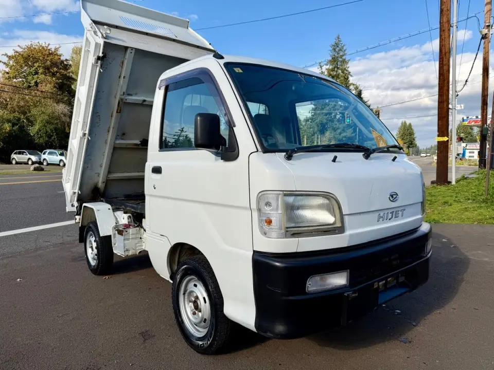 1999 Daihatsu Hi-Jet PTO HD Dump EFI 4WD, 2Hi-4Hi-4Lo, PS, 5MT — White Mini Dump Trucks, photo 1 of 9