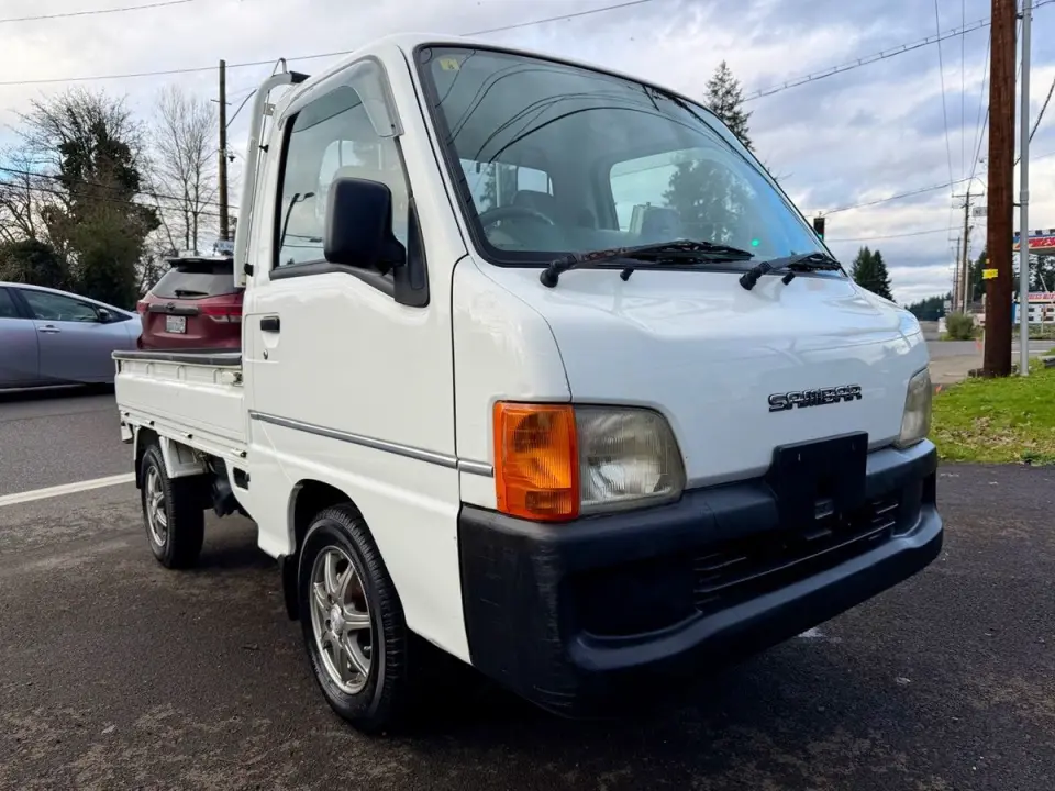 1999 Subaru Sambar EFI 4WD, 2Hi-4Hi, EL Gear, PS, AC, Airbag, 5MT — Polar White Kei Trucks, photo 1 of 9