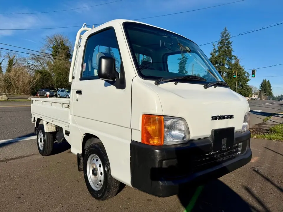 2000 Subaru Sambar EFI 4WD, 2Hi-4Hi, EL Gear, Airbag, 5MT — Polar White Kei Trucks, photo 1 of 9