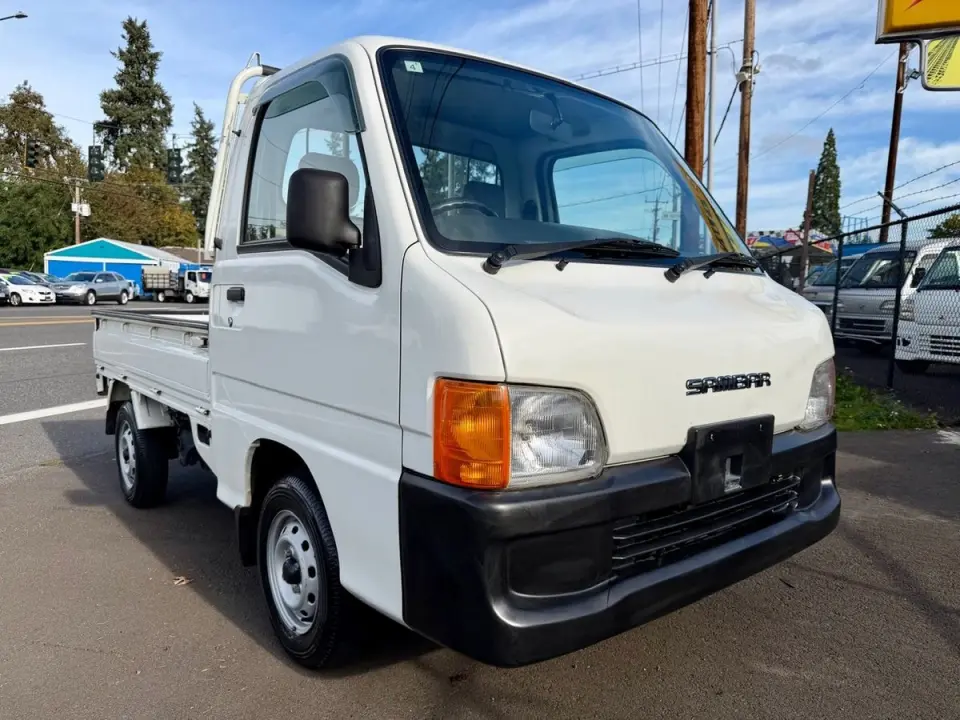2000 Subaru Sambar EFI 4WD, 2Hi-4Hi, EL Gear, PS, 5MT, AIrbag — Polar White Kei Trucks, photo 1 of 9