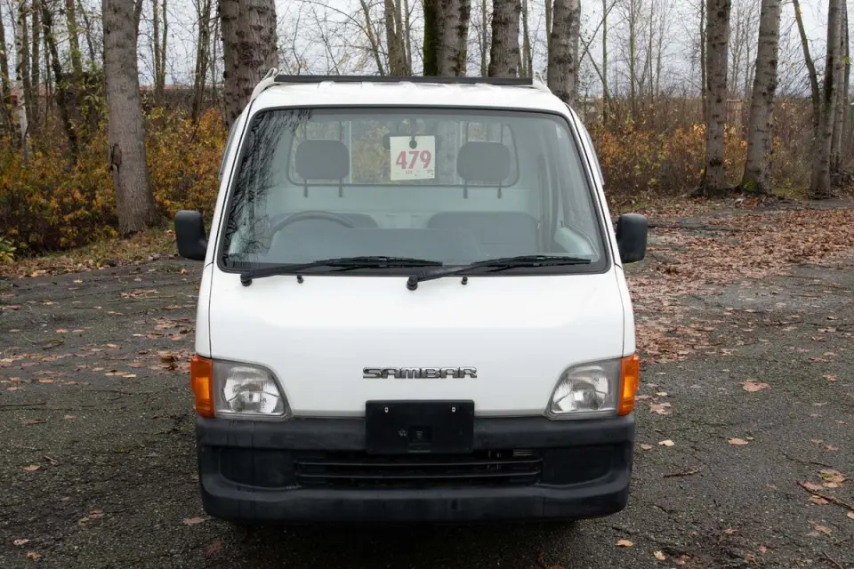 2000 Subaru Sambar EFI 4WD, 2Hi-4Hi, EL Gear, PS, AC, Airbag, 5MT — Polar White Kei Trucks, photo 1 of 9