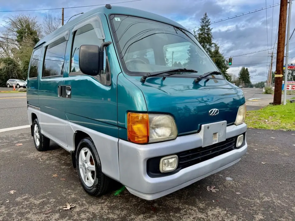 2000 Subaru Sambar EFI Dias Supercharged 4WD, PS, PW, PL, ABS, Auto — Lapis Pearl (Teal Color) Kei Vans, photo 1 of 9